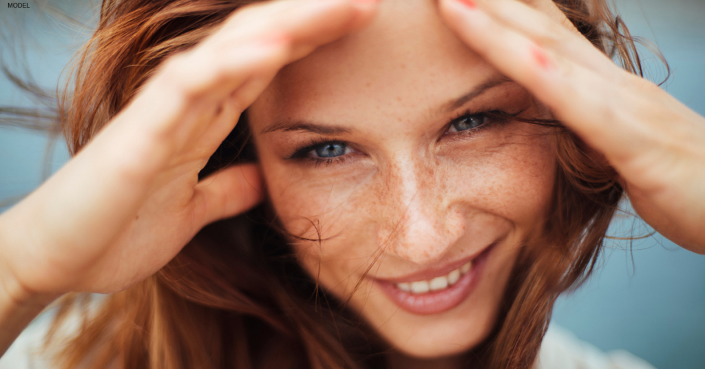 Woman smiling after botox